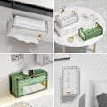 Miniatyrbillede 4 af 5: Transparent lodret stribet servietboksholder servietboks sæt, stue soveværelse badeværelse husholdning servietboks (grøn, M)