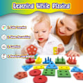 Pikkukuva 5 / 5: Suunniteltu 1 2 3 4 -vuotiaille lapsille, puisiin lajittelu- ja pinoamisleluihin (3 in 1 Multi Play), esikoululaisille.