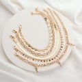 Miniatyrbillede 4 af 5: Boho Lagdelt Link Anklets Sequin Hjerte Ankelkæder Strandfod Smykker til Kvinder og Piger