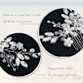 Miniatyrbild 4 av 5: Brud bröllop hårkam pärla blomma hårbit strass brud hår accessoarer för kvinnor HC034 (Silver)