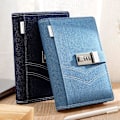Miniatyrbillede 2 af 5: Denim Journal med lås til kvinder, genopfyldelig låsbar journal til voksne B6 notesbog med låsekombination, 5,5 x 7,9 tommer, blå