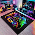 Miniatyrbillede 1 af 3: Gaming Tæpper til Drenge Cool Spil Stil Soveværelse Gamer Tæppe Drengeværelse Indretning Videospil Soveværelse Tæppe til Teenagere A 80*120cm