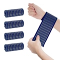 Miniatyrbillede 1 af 5: 4 stk. Navy Blue Elastisk Håndledskompressionsbandage Justerbar Håndledsstrop Håndstøtte Wraps Åndbar Håndledsbånd (40 cm)