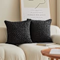 Miniatyrbillede 1 af 5: Pudebetræk i fløjl med striber, firkantet pudebetræk til soveværelse, sofa, stue, sofa, sæt med 2, 18x18 tommer, sort