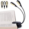 Miniatyrbillede 1 af 5: Genopladelig 14 LED boglampe, klips på sengelæselampe, 3 lysstyrker 2 svanehalse lyser op 2 fulde sider.