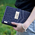 Miniatyrbillede 5 af 5: Denim Journal med lås til kvinder, genopfyldelig låsbar journal til voksne B6 notesbog med lås, 5,5 x 7,9 tommer, marineblå