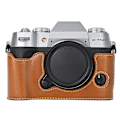Miniatyrbild 1 av 5: Typ C För Fujifilm X-T50 PU Läder Halvfodral Grepp Digitalkamera Väska Skydd med Öppning Botten Style B