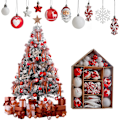 Miniatyrbild 1 av 5: Julgransprydnad Set, 70-pack Shatterproof Blandade Julgransprydnader med Hängande Rep för Juldekorationer Hemfest