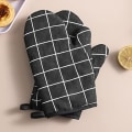 Pikkukuva 4 / 5: Uuninlämmönkestävät lapaset, 2 kpl 10,6 tuumaa x 6,7 tuumaa (noin 26,9 cm x 17,0 cm) Puuvillaiset uuninlämmönkestävät lapaset, liukumattomat lämmönkestävät uuninlämmönkestävät lapaset (musta)