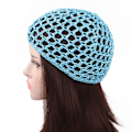Miniatyrbillede 3 af 5: Hårnet i mesh Hæklet hue Fiskenet Hårnet Snood Betræk Ornament til Søvn Light blue