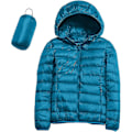 Miniatyrbilde 1 av 4: Lett, avslappet dunjakke med hette for kvinner, pakkbar pufferjakke, ultralett kort dunjakke med oppbevaringspose fra GuanGuan C-blue XX-Large