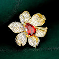 Miniatyrbilde 1 av 5: Rhinestone Blomsterbrosjer Pins For Kvinner Mote Gull Rød Bryllupssmykker Fancy Gave