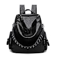 Miniatyrbild 1 av 3: Damryggsäck Väska PU Läder Anti-Stöld Handväskor Casual Axelväska Dammode Nitar Design Satchel Väskor Svart
