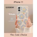 Miniatyrbilde 2 av 5: 2023 Nyeste søte iPhone 11-deksel for kvinner jentete, Fashion Wave Grip Design & Estetisk blomstermønster, Myk TPU-fanger støtsikker - Blåbærblomst