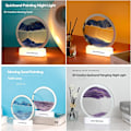 Miniatyrbilde 9 av 9: Flytende sandmaleri, oppgradert 3D dyphavsandscene flytende dynamisk skjerm med LED-lys, hjemmekontoret skrivebordsdekorasjon Purple quicksand light