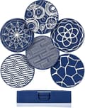 6-pack Coasters, Blue Round Silicone Rubber Pads - Blue SX