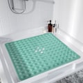Miniatyrbillede 5 af 5: Brusebadekar måtte skridsikker, 21x21 tommer, blød firkantet bademåtte til badekar med sugekopper og drænhuller, gulvmåtter til badeværelse, MARRS grøn