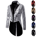 Pikkukuva 1 / 2: Miesten Kiiltävä Sekvenssit ja Glitterillä Koristeltu Blazer Takki Miesten Yökerho Prom Puku Blazer Puku Homme Laulajat Lavavaatteet Smoking Uusi Silver S