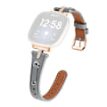 Miniatyrbild 1 av 5: Typ B Armband i äkta ko-läder för Fitbit Versa 4/Sense 2 Klocka (Spänne i Roséguld) Style C