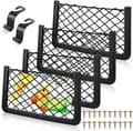 RV Storage Net, 4-Pack Cargo Net Car Storage Net RV Van Storage Solutions with Plastic Frame Elastic Mesh Bag Organizer Pocket (36 * with 2 Hooks