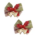 2 st. julklocka rosettdekoration – tygbandsprydnad – för presentförpackning & DIY-pyssel 2pcs E