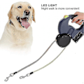 Miniatyrbillede 2 af 5: 2024 Tilbagetrækkelig Dobbelt Hundeline Med To 3 Meter Lange Snore 360 Tanglefri Dobbelt Hundeline Til At Gå To Hunde Op Til 50 Lbgrå