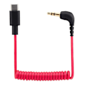 Miniatyrbild 2 av 5: USB C till 3,5 mm kabel för trådlös Go II, spiralformad rätvinklig TRS hane DAC AUX-adapter ljudkabel