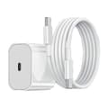 iPhone snabbladdare USB-C strömadapter 20W + 2m kabel Vit (1st laddare & 1st 2m laddningskabel)
