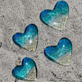 Miniatyrbillede 2 af 5: 4x Glas Strand Lommehjerte, Lommehjerte Strandglas Token, Fused Glas Hjerte Lomme Token, Håndlavet