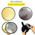 Miniatyrbild 4 av 5: Fotoreflekter 2-i-1 Guld Silver Fällbar Mini Rund Bärbar Lämplig för Studio Diffusor