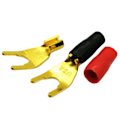Miniatyrbillede 3 af 5: 8 stk./4 par \"Y\" \"U\" Spade Banana-stik Guldbelagt Lodfri Gaffel Højttaler Banana-stik Adapter