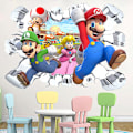 Pikkukuva 3 / 3: Super Mario -tarrat lapsenhuoneeseen, lasten animaatio, itseliimautuvat, vedenpitävät seinätarrat