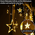 Miniatyrbilde 3 av 4: 12-stjerners LED-lyslenke, julebelysning, stjerneforheng, 138 LED-er, 8 moduser, for innendørs, utendørs, jul, fest, dekorasjon, bryllup, hage