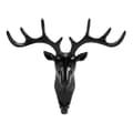 Creative Adhesive Wall Hook Deer Head Hanger Key Bag Holder Organizer Home Decor (Black)