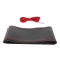 Universal Steering Wheel Cover with Needle Thread Protection for Outer Diameter of 37-38 cm (Black Red Thread)