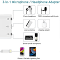 Miniatyrbild 2 av 5: Mikrofonadapter för Livestreaming till Mikrofon & 3.5mm Hörlursadapter
