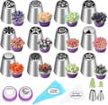 47 st Ryska Spritstyllar Set, 12 Blommor Frostingstyllar Munstycken Glasyrtyllar för Tårtdekorering