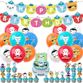 Pikkukuva 1 / 2: 34 kpl Octonauts-ilmapallosetti, lateksiilmapalloja bannerin ja kakun koristeilla