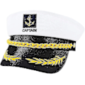 Miniatyrbillede 1 af 5: Voksen Sømandshue Justerbar Kaptajnshue Cosplay Sømandsskib Bådskaptajnshue Til Sømand Søværnet Marine Admiral