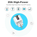 Miniatyrbilde 1 av 5: 20A Smart Socket Tuya Wifi Smart Plugg Strøm AC100-240V Uttak Alexa Home Stemmestyring Timing Socket Tuya S