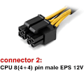 Pikkukuva 2 / 5: ATX 4-nastainen naaras - emolevyn CPU 8(4+4)-nastainen uros EPS 12V -muunninadapterin jatkojohto punottu