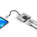 Pikkukuva 2 / 5: Type-C - Ethernet LAN -verkkoadapteri Hub USB C - 3,5 mm äänentoisto PD nopea lataus telakointiasema kannettavalle tietokoneelle ja matkapuhelimelle