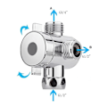 Miniatyrbilde 3 av 5: ABS Krom 3-veis Diverter Slangetilkobling T-formet Adapterkontakt for Vinkelventil Slange Bad Dusj A
