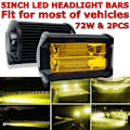 Pikkukuva 3 / 5: 2X 5 tuuman 72W LED-työvalot Vedenpitävät Off Road Pod Sumuvalot Keltaiset Lamput Kuorma-autoille ATV UTV Bo