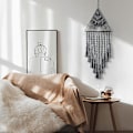 Pikkukuva 2 / 5: Makrame-seinävaate Unelmien Saalistaja Kolmio Nauha Geometrinen Taide Boho Tausta Bohemian Koti Sisustus Seinätaide Kaunis Asunnon Yliopiston Huoneen Oven D