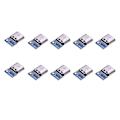 Miniatyrbillede 1 af 5: 10 stk USB 3.1 Type C Stik 14 Pins Hun Stikkontakt Gennemhul PCB 180 Vertikal Skærm USB-C1