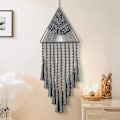 Pikkukuva 1 / 5: Makrame-seinävaate Unelmien Saalistaja Kolmio Nauha Geometrinen Taide Boho Tausta Bohemian Koti Sisustus Seinätaide Kaunis Asunnon Yliopiston Huoneen Oven D