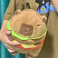 Miniatyrbilde 5 av 5: Realsitisk Kapybara Burger Plysj, Søt Kapybara Plysjdyr Pute Plushie Leke, Myk Hamburger Fo