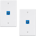 Miniatyrbilde 1 av 5: 2-pakning 1 Port Ethernet Veggplate, RJ45 Cat6 Hunn til Hunn Jack Inline Kobling Frontplater, 1-Po