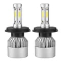 2 stk. H4 LED 36W 8000LM frontlykter bil Hi/Lo Beam Auto pærer 6000K (hvit)